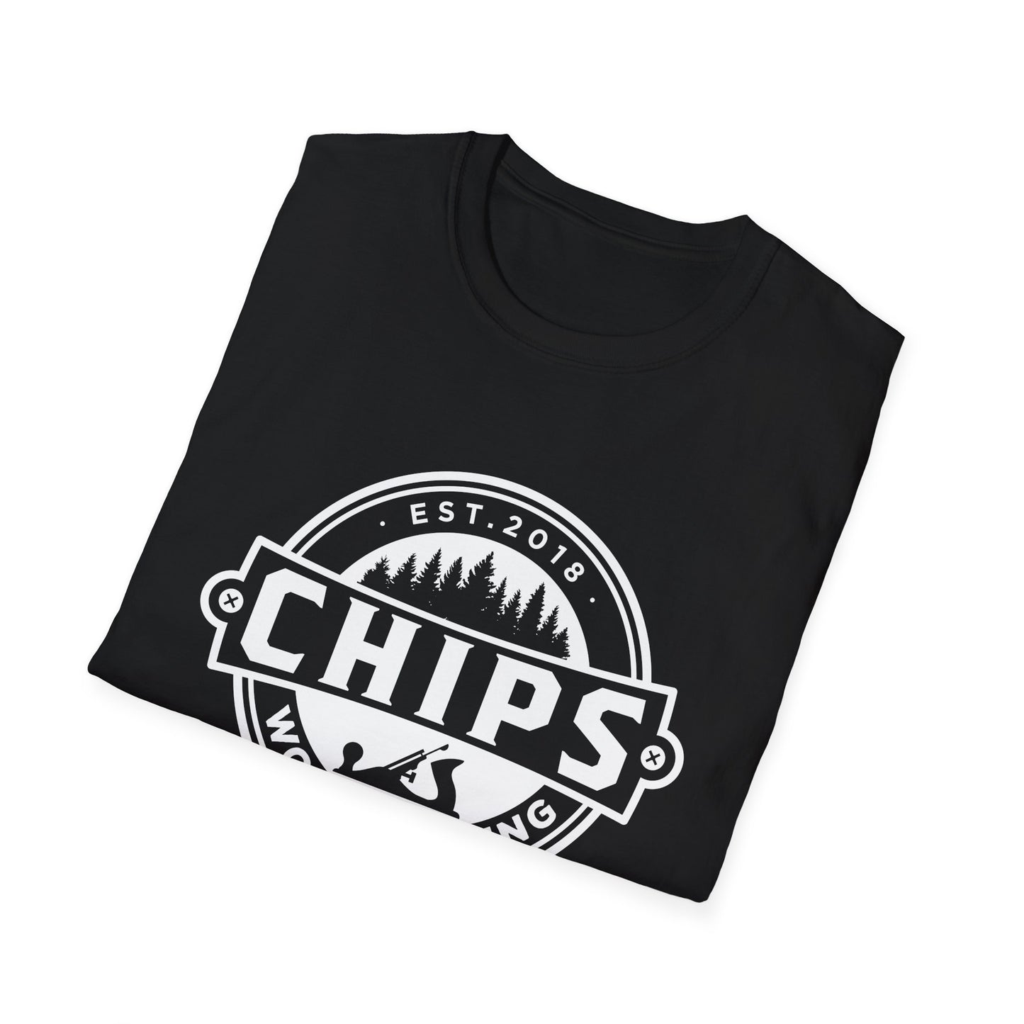 Chips Woodworking White Logo Unisex T-Shirt