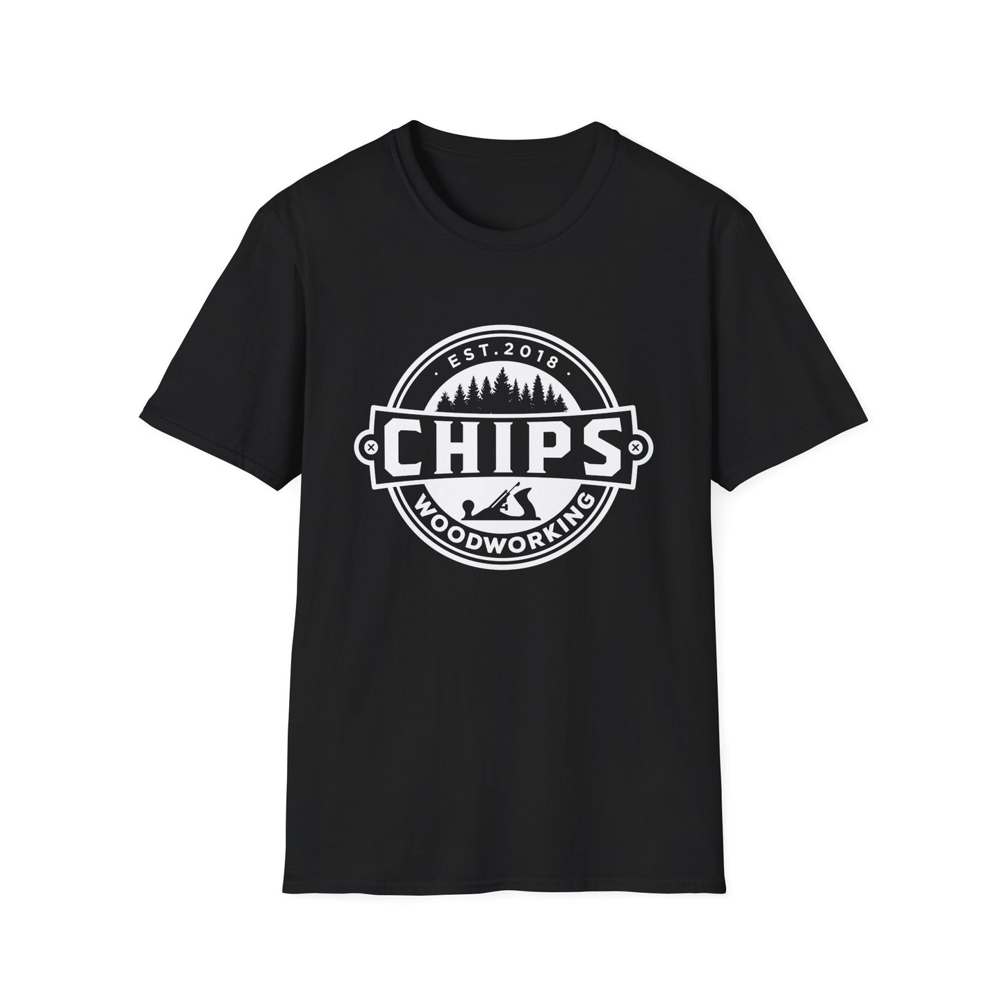 Chips Woodworking White Logo Unisex T-Shirt