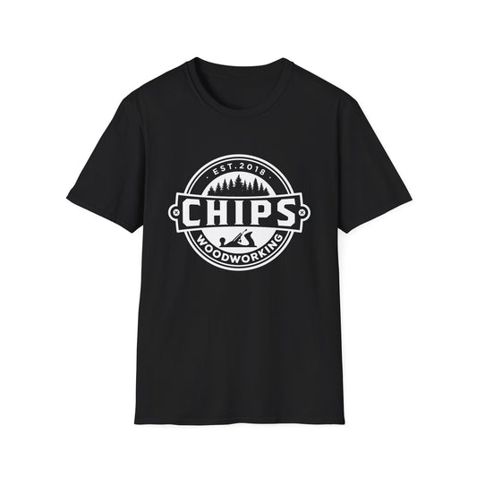 Chips Woodworking White Logo Unisex T-Shirt